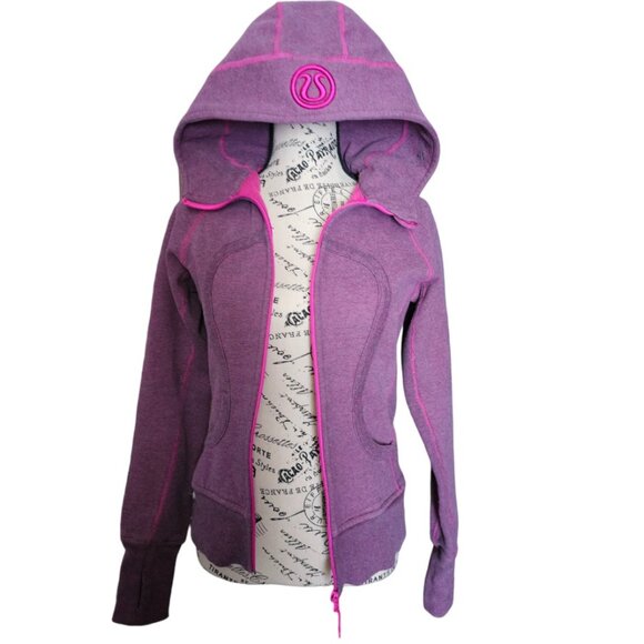 Lululemon Scuba Hoodie *Stripe Heathered Blurred Grey Paris Pink Microstripe - Picture 3 of 13
